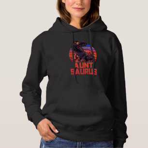 Auntsaurus T Rex Auntie Aunt Saurus Retro 80s Dino Hoodie