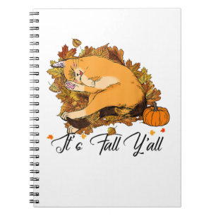 Auntumn Cat It’s Fall Y’all Pumpkins Autumn Hallow Notebook