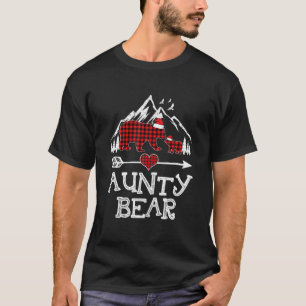 Aunty Bear Christmas Pajama Red Plaid Buffalo Fami T-Shirt