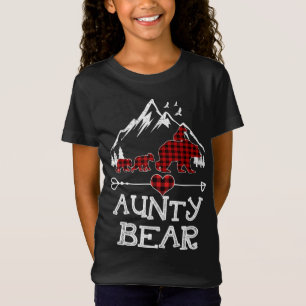 Aunty Bear Christmas Pajama Red Plaid Buffalo Fami T-Shirt