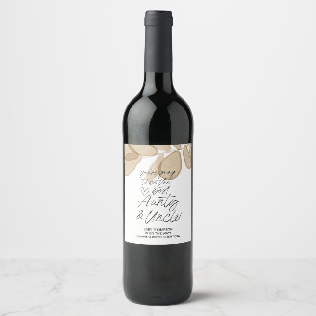 Aunty Uncle to be Pregnancy Announcement New Baby  Wine Label (Front)