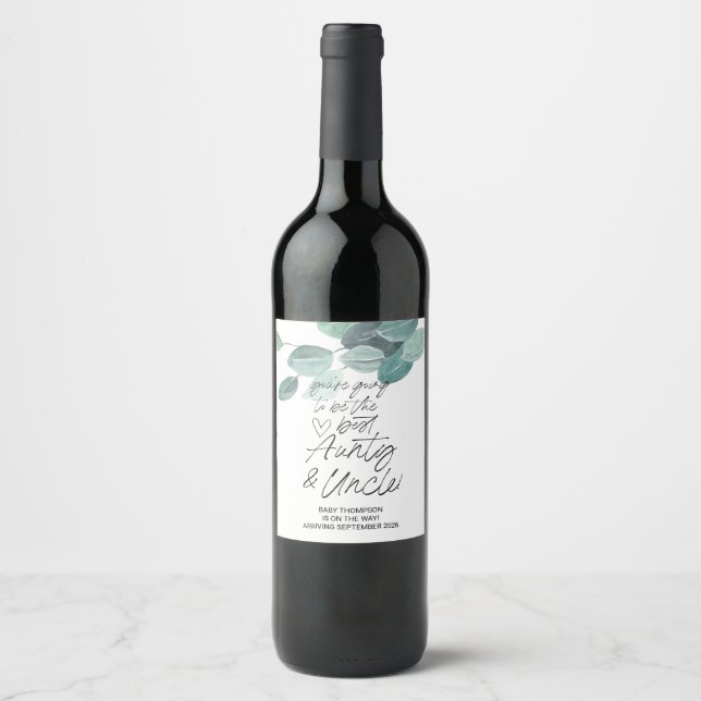 Aunty Uncle to be Pregnancy Announcement New Baby  Wine Label (Front)