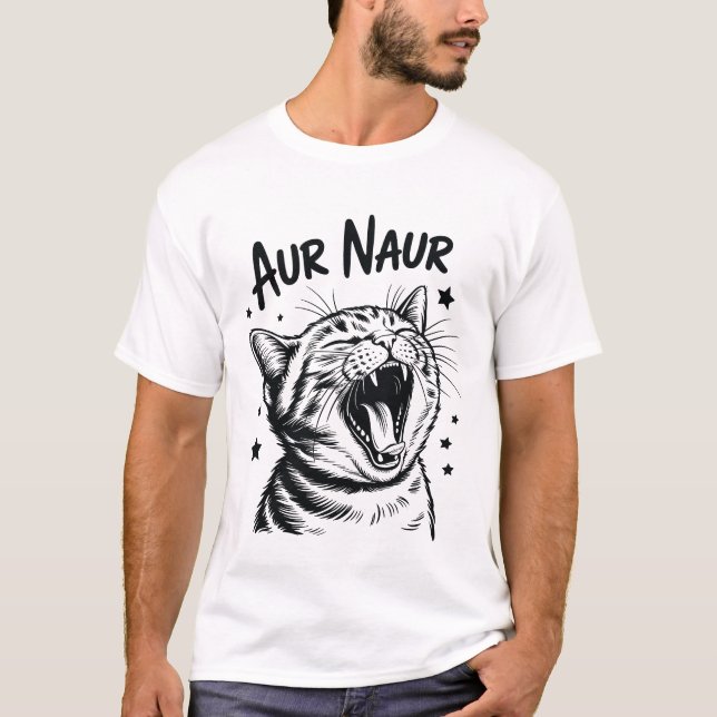 Aur Naur Funny Cat Meme Cute Cat Lover Aesthetic T-Shirt (Front)