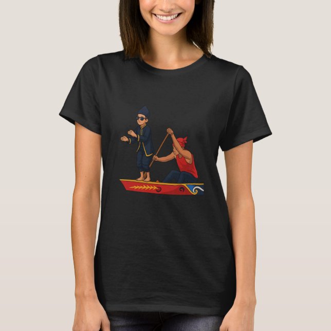 Aura Farming Boy Dancing on Boat Meme Trendy Indon T-Shirt (Front)
