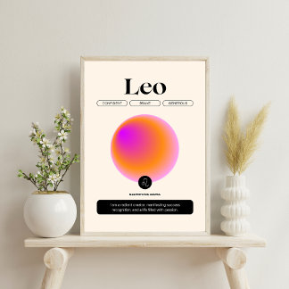 Aura Gradient Leo Zodiac Sign Manifestation Art