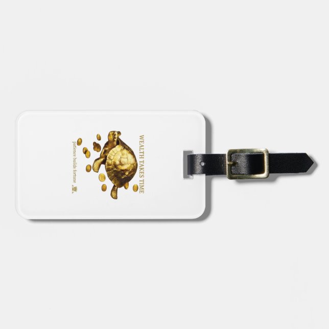 AURALUXY™ Golden Turtle – Wealth Mindset Luggage Tag (Front Horizontal)