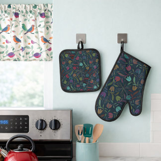 Aurapetal Oriole Oven Mitt & Pot Holder Set