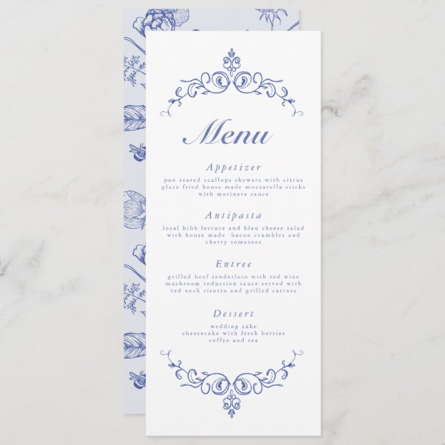 AURELIA Chinoiserie French Victorian Menu Cards (Front/Back)