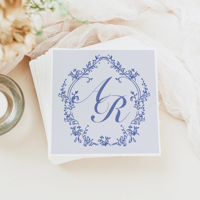 AURELIA Chinoiserie Victorian Floral Monogram Napkin (Creator Uploaded)