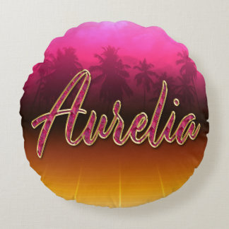 Aurelia first name golden pink cushion
