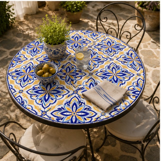 Aurelia Medallion Sapphire and Gold Floral Tile (Creator Uploaded)