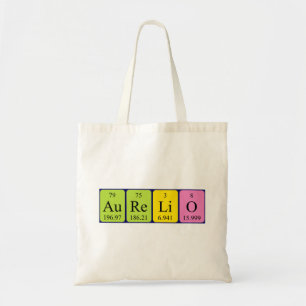 Aurelio periodic table name tote bag