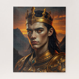 Aurelius the Solar Flame King - Dark Fantasy Jigsaw Puzzle