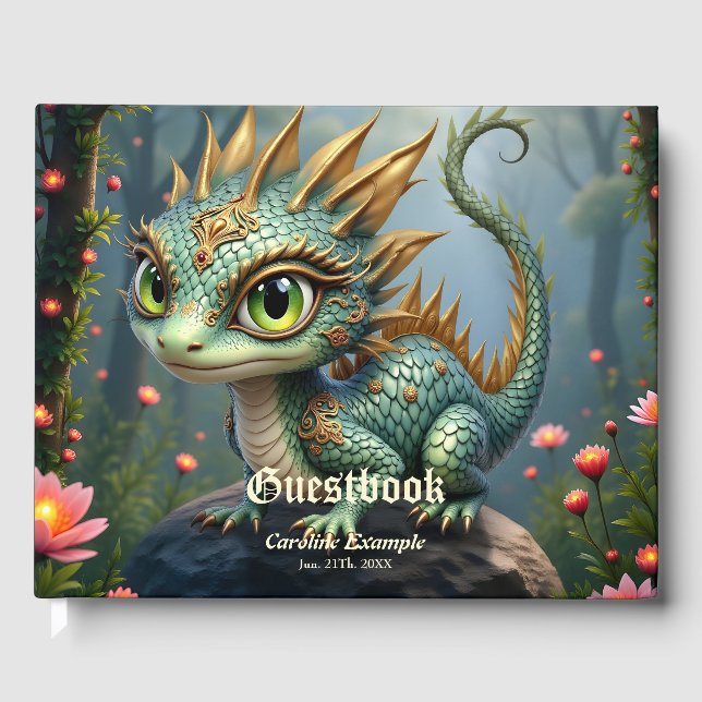 Auren – Little Emerald Forest Dragon  Guest Book (Front)