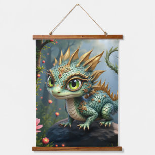 Auren – Little Emerald Forest Dragon  Hanging Tapestry