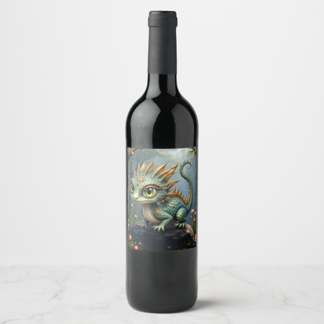 Auren – Little Emerald Forest Dragon  Wine Label (Front)