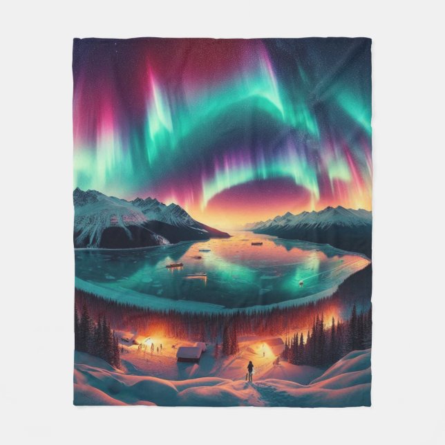 Aureola Borealis in Alaska Fleece Blanket (Front)