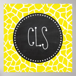 Aureolin Yellow Giraffe; Chalkboard look Poster