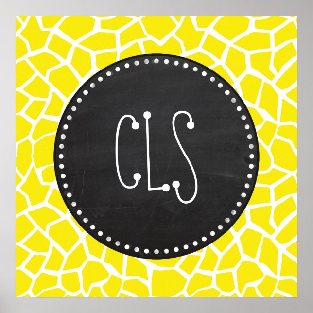 Aureolin Yellow Giraffe; Chalkboard look Poster (Front)