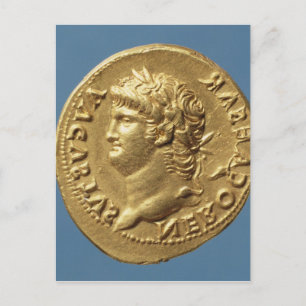 Aureus of Nero wearing a laurel wreath Postcard