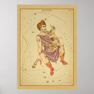 Auriga Charioteer Vintage Astronomical Star Chart