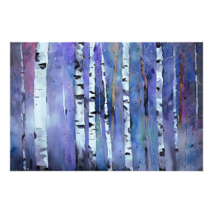 Aurora Among the Birch Photo Print