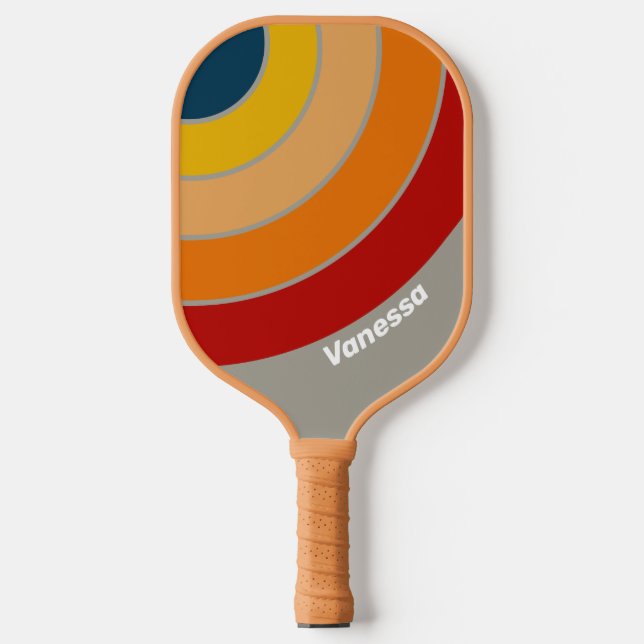 Aurora Arcade Circle Stripe with Name Pickleball Paddle (Front)