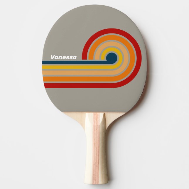 Aurora Arcade Curl Stripes with Name Ping Pong Paddle (Front)