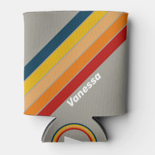 Aurora Arcade Striped with Name Can Cooler