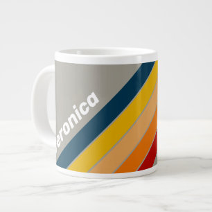 Aurora Arcade Striped with Name Large Coffee Mug