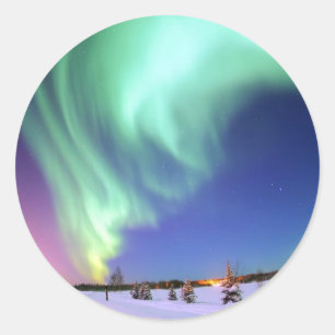 Aurora at Bear Lake. Classic Round Sticker