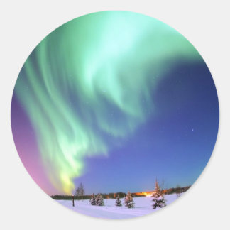 Aurora at Bear Lake. Classic Round Sticker