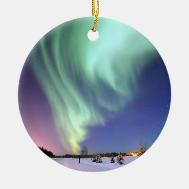 Aurora - Beautiful Northern Lights Ceramic Tree Decoration (Front)