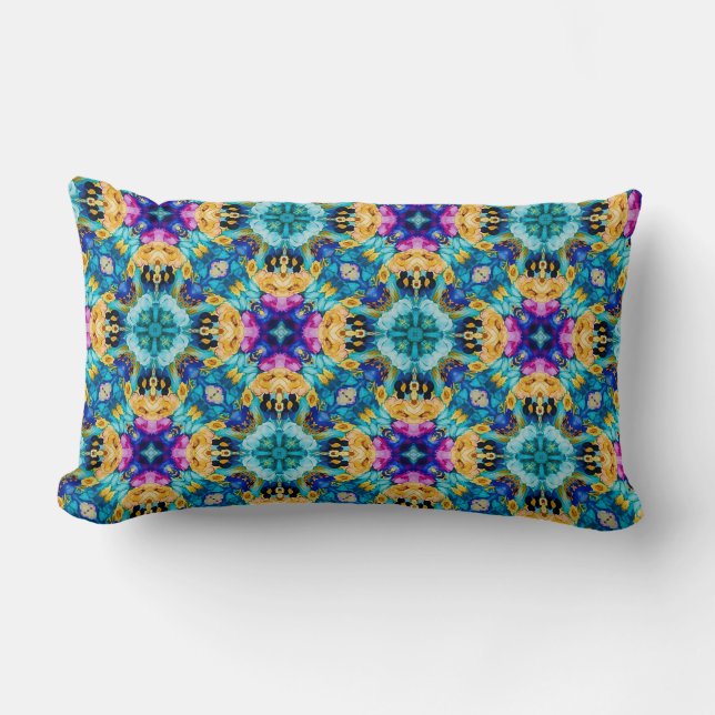 Aurora Blossom Tapestry Lumbar Cushion (Front)