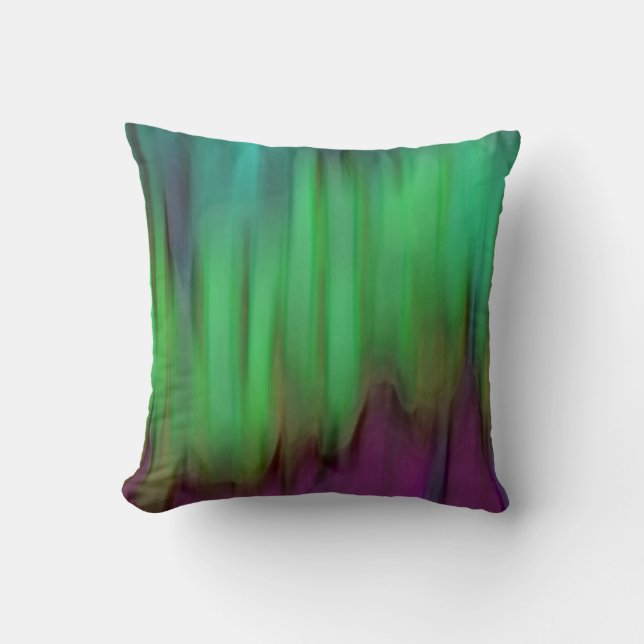 Aurora Borealis Abstract Green Throw Pillow (Front)