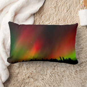 Aurora Borealis and trees Lumbar Cushion