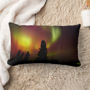 Aurora Borealis and Trees Lumbar Cushion