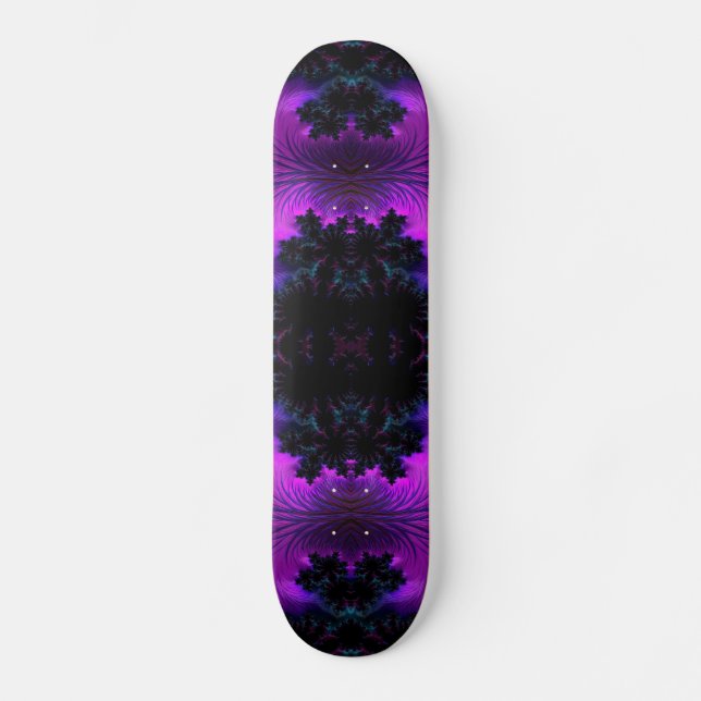 Aurora Borealis at Midnight Fractal Abstract Skateboard (Front)