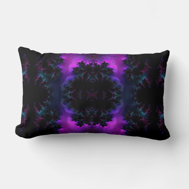 Aurora Borealis at Midnight Fractal Lumbar Cushion (Front)