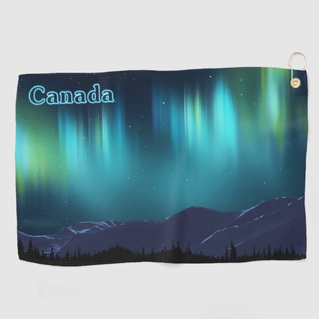 Aurora Borealis - Canada Golf Towel (Horizontal)