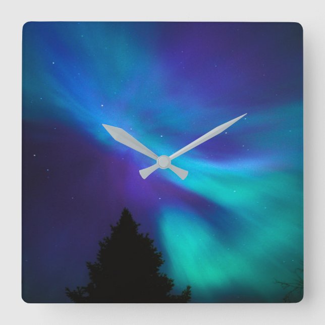 Aurora Borealis | Canada Ontario Sudbury Square Wall Clock (Front)