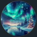 aurora borealis/Christmas/Winter 6 Cm Round Badge<br><div class="desc">hint of Christmas</div>