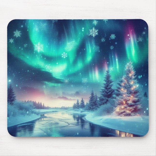 aurora borealis/Christmas/Winter Mouse Pad (Front)