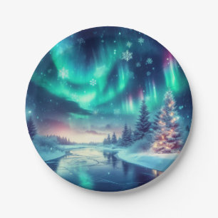 aurora borealis/Christmas/Winter Paper Plate