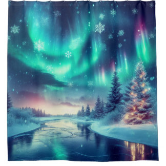 aurora borealis/Christmas/Winter Shower Curtain