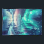 aurora borealis/Christmas/Winter Tea Towel<br><div class="desc">hint of Christmas</div>