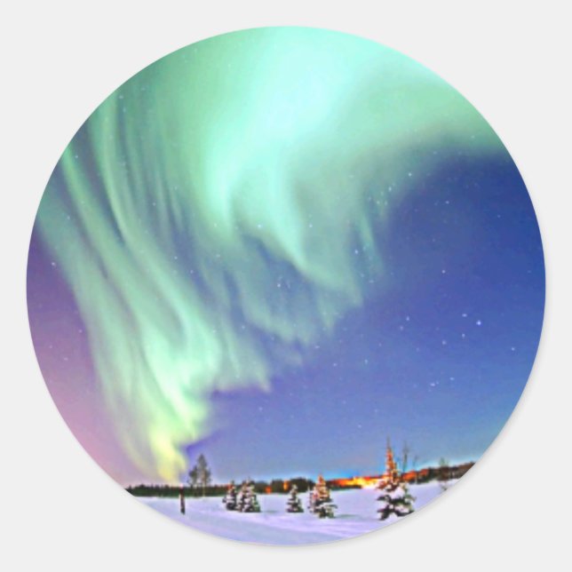 Aurora Borealis Classic Round Sticker (Front)