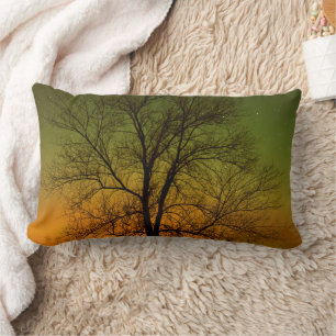 Aurora Borealis & Cottonwood Tree Lumbar Cushion