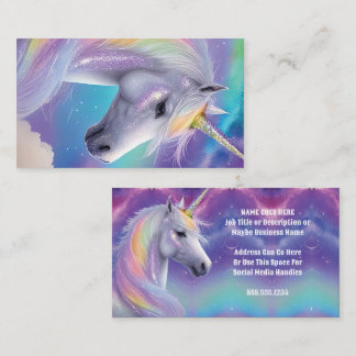 Aurora Borealis Fantasy Rainbow Glitter Unicorn Business Card