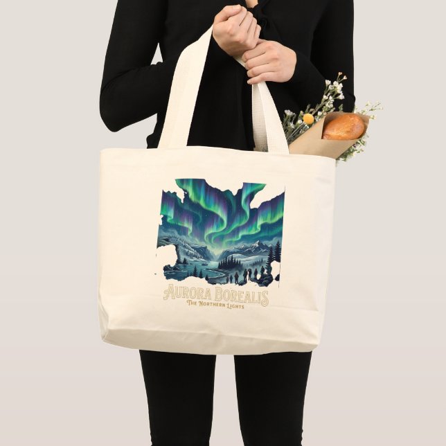 Aurora Borealis Large Tote Bag (Front (Product))